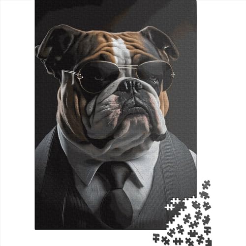 Puzzle 500 Teile Englische Bulldogge Puzzles für Kinder Holzpuzzle Interessantes Stressabbau-Puzzle 500 Teile (52x38cm) von GQmoney