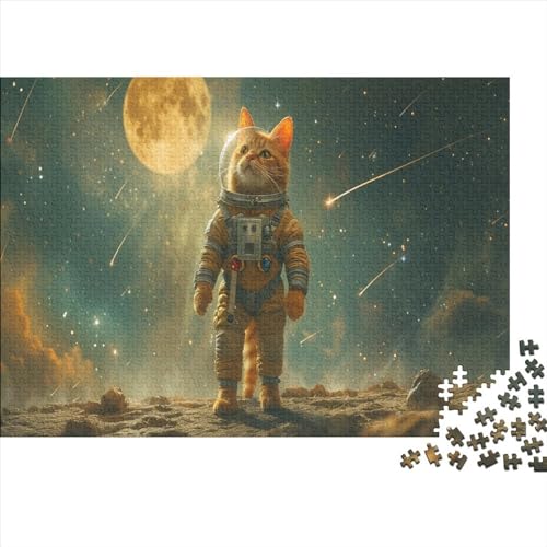 Puzzle für Erwachsene, 1000 Teile, Katze im Weltraum, Holzpuzzle für Erwachsene, Lernspiel, Herausforderungsspielzeug, 1000 Teile (75 x 50 cm) von GQmoney