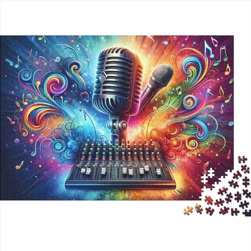 Puzzle für Erwachsene, 1000 Teile, Kunst, Musik, Mikrofon, Puzzle, Puzzle für Erwachsene, Lernspiel, Herausforderungsspielzeug, 1000 Teile (75 x 50 cm) von GQmoney