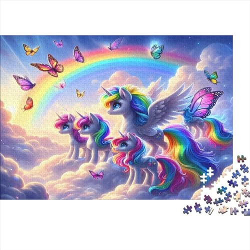 Puzzle für Erwachsene, 1000 Teile, Regenbogen-Einhorn-Puzzle, Puzzle für Erwachsene, Lernspiel, Herausforderungsspielzeug, 1000 Teile (75 x 50 cm) von GQmoney