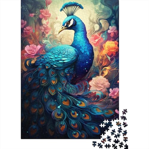 Puzzle für Erwachsene, 300 Teile, Malerei, bunter Pfau, Puzzle für Erwachsene und Jugendliche, Holzbrett-Puzzle, Spielzeug, Denkspiel, 300 Teile (40 x 28 cm) von GQmoney