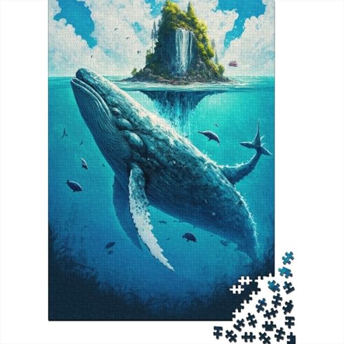 Puzzle für Erwachsene, 500 Teile, Blauwal-Malerei, Holzpuzzle, Puzzle für Erwachsene, Lernspiel, Herausforderungsspielzeug, 500 Teile (52 x 38 cm) von GQmoney