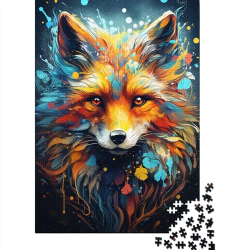 Puzzle für Erwachsene, 500 Teile, Farbmalerei, Fuchs, Puzzle für Erwachsene und Jugendliche, Holzbrett-Puzzle, Spielzeug, Denkspiel, 500 Teile (52 x 38 cm) von GQmoney