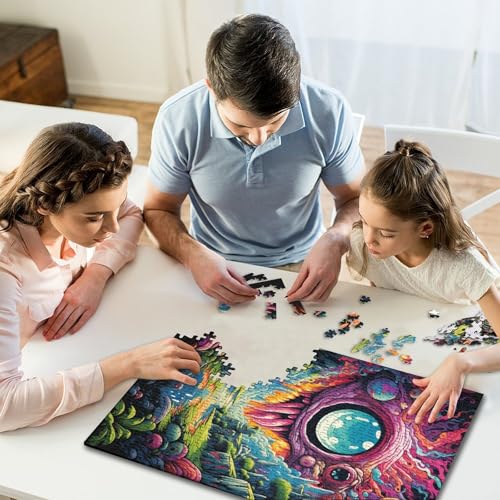 Puzzle für Erwachsene, 500 Teile, Psychedelisches Weltraum-Puzzle für Erwachsene und Jugendliche, Holzbrett-Puzzle, Spielzeug, Denkspiel, 500 Teile (52 x 38 cm) von GQmoney