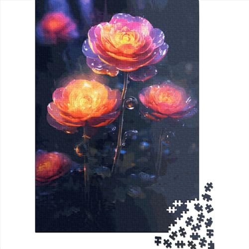 Puzzle für Erwachsene, 500 Teile, Ranunkeln-Blume, Holzpuzzle für Kinder und Jugendliche, Lernpuzzle, 500 Teile (52 x 38 cm) von GQmoney