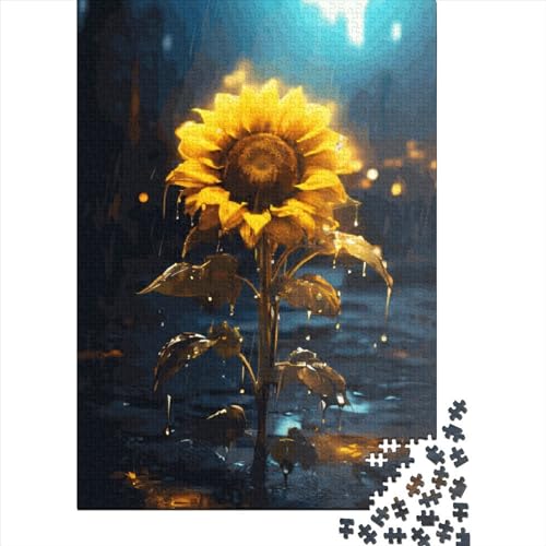 Puzzle für Erwachsene, 500 Teile, Thanksgiving, regnerische Sonnenblume, Holzpuzzle, Erwachsenen-Puzzle, Heim-Lernspiele, DIY-Spielzeug, 500 Teile (52 x 38 cm) von GQmoney