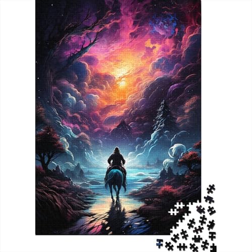 Puzzle für Erwachsene, Ritter auf dem Planeten, Holzpuzzle für Erwachsene und Jugendliche, Heimdekoration, Denkspiel, Wandkunst, einzigartiges Geschenk, 300 Teile (40 x 28 cm) von GQmoney