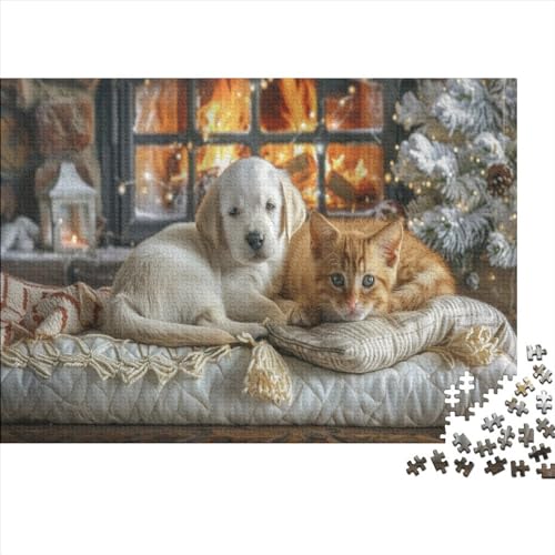 Puzzle für Erwachsene, Welpen und Katzen, Holzpuzzle für Teenager, Geschenke, Heimdekoration, Puzzlespielzeug, 1000 Teile (75 x 50 cm) von GQmoney