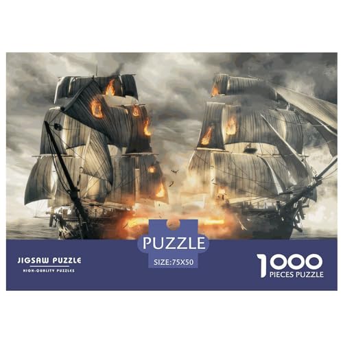 Puzzle für Erwachsene 1000 Teile, Epische Seeschlacht, Holzpuzzle für Erwachsene, Nachhaltige Puzzlespiele, 1000 Stück (75 x 50 cm) von GQmoney