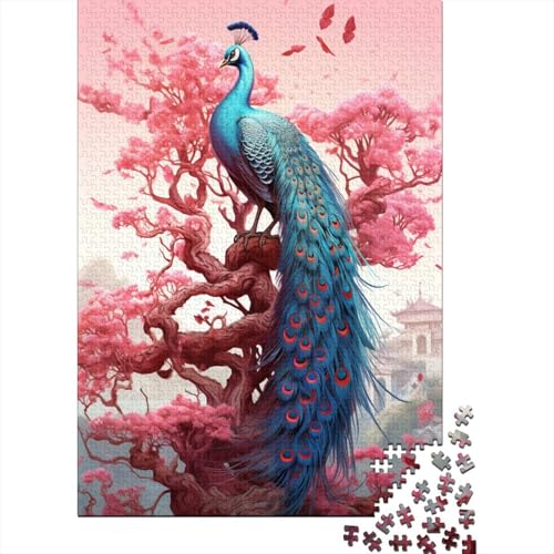 Puzzle für Erwachsene 1000 Teile Sakura und Pfau6 Puzzles für Erwachsene und Jugendliche Holzbrettpuzzle Spielzeug Denkspiel 1000 Teile (75 x 50 cm) von GQmoney