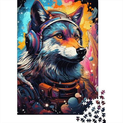 Puzzle für Erwachsene 1000 Teile Weltraum-Farbwolf-Puzzles für Erwachsene und Jugendliche, Holzbrett-Puzzles, Spielzeug, Denkspiel, 1000 Teile (75 x 50 cm) von GQmoney