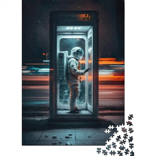 Puzzle für Erwachsene 300, Astronaut in der Telefonzelle, Puzzle, Puzzles für Erwachsene, Lernspiel, Herausforderungsspielzeug, 300 Teile (40 x 28 cm) von GQmoney