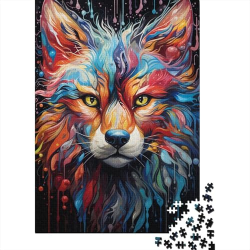 Puzzle für Erwachsene 500 Puzzles für Erwachsene 500-Teile-Puzzle 500-Teile-Puzzles Bunter Psychedelischer Fuchs1 Holzpuzzle 500 Teile (52 x 38 cm) von GQmoney