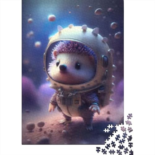 Puzzle für Erwachsene 500 Teile, Astronauten-Weltraum-Igel, quadratische Puzzles für Erwachsene und Holzpuzzles, Puzzles für Erwachsene, Geschenke 500 Teile (52 x 38 cm) von GQmoney