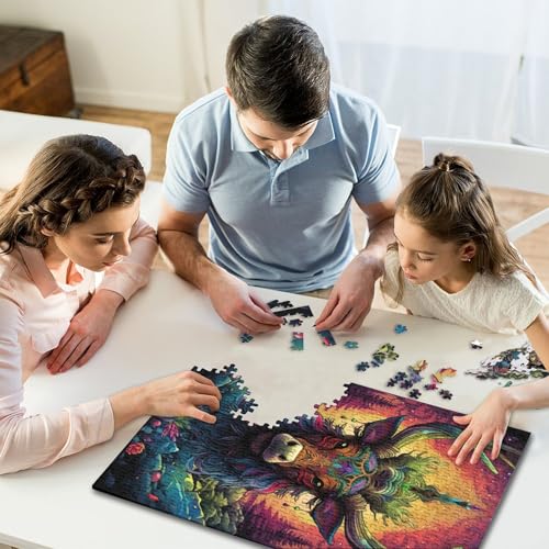 Puzzle für Erwachsene 500 Teile, Stil Hirschkopf-Puzzle für Erwachsene und Jugendliche, kreative Puzzles, Holzpuzzle, Lernspiele, 500 Teile (52 x 38 cm) von GQmoney