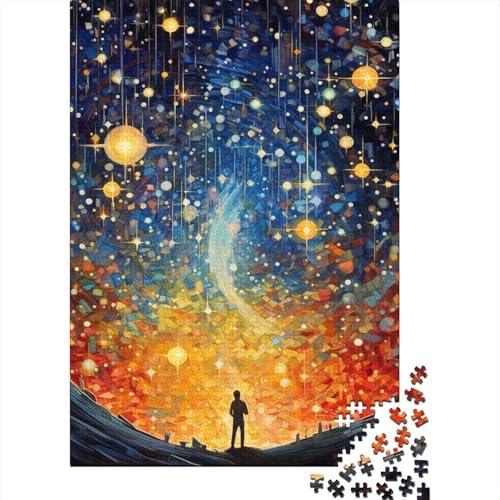 Puzzle für Erwachsene mit 1000 Teilen, farbenfroher Psychedelischer Himmel, Holzbrett-Puzzle, Puzzle für Geschenke, 1000 Stück (75 x 50 cm) von GQmoney