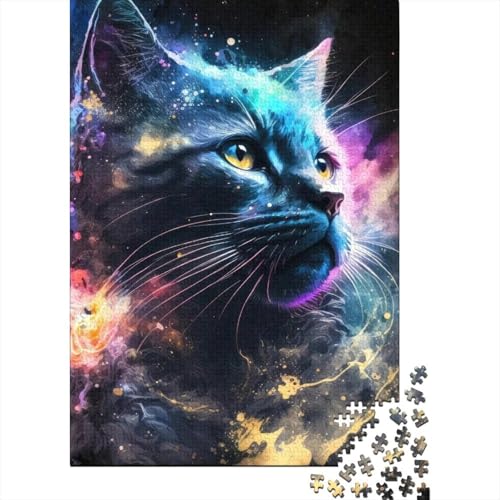 Puzzle für Erwachsene mit 300 Teilen, Tieruniversum, Schwarze Katze, Puzzle für Kinder, Holzbrettpuzzle, tolle Geschenke zu Weihnachten, 300 Teile (40 x 28 cm) von GQmoney