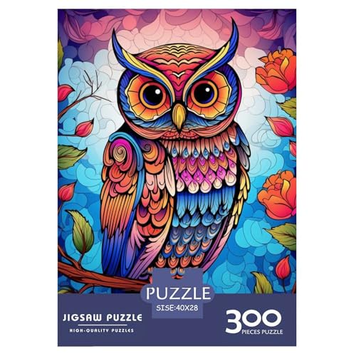 Puzzle für Erwachsene mit 300 Teilen, buntes Eulen-Kunstpuzzle, kreatives rechteckiges Puzzle, Freunde und Familie, 300 Teile (40 x 28 cm) von GQmoney