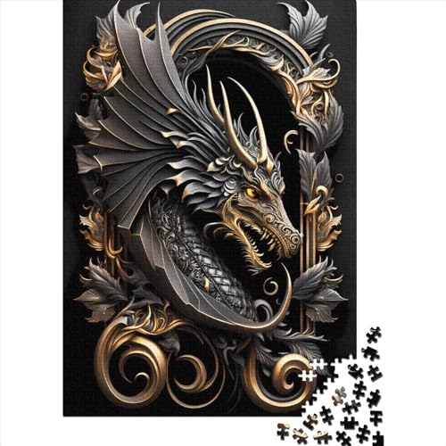 Puzzle für Erwachsene mit 500 Teilen, legendäres Puzzle „Schwarzer Drache“, Interaktion mit Familienmitgliedern, 500 Teile (52 x 38 cm) von GQmoney