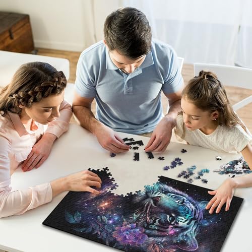 Puzzle für Erwachsene mit Weltraumtiger-Blumen, 1000 Teile, klassisches Puzzle, Wandkunst, einzigartiges Spielzeug, 1000 Teile (75 x 50 cm) von GQmoney