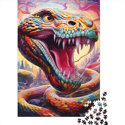 Puzzle für Erwachsene und Jugendliche, Art Animal Snake, Holzpuzzle, Puzzle für Kinder und Jugendliche ab 12 Jahren, 500 Teile (52 x 38 cm) von GQmoney