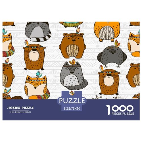 Puzzle für Erwachsene und Jugendliche, Cartoon-Fuchs, Puzzles für Erwachsene, Puzzles für Erwachsene, Lernspiel, Herausforderungsspielzeug, 1000 Teile (75 x 50 cm) von GQmoney