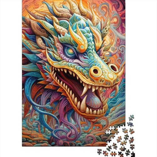 Puzzle für Erwachsene und Jugendliche, Psychedelischer Kunstdrache, 1000-teiliges Puzzle, Holzpuzzle, kreatives Puzzle, Lernspielzeug, 1000 Teile (75 x 50 cm) von GQmoney