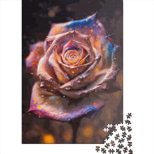 Puzzle für Erwachsene und Jugendliche, Rose, leuchtendes Holzpuzzle, Puzzle für Kinder, Lernspiel, Herausforderungsspielzeug, 500 Teile (52 x 38 cm) von GQmoney