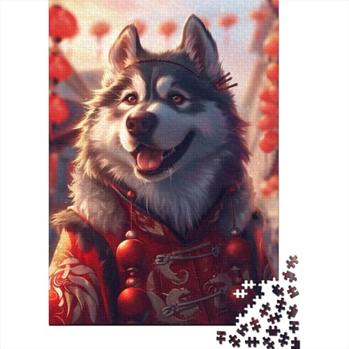 Puzzle für Erwachsene und Jugendliche, Siberian Husky, Holzpuzzle, Lernspiel für Erwachsene und Teenager, 500 Teile (52 x 38 cm) von GQmoney