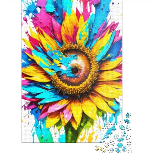 Puzzle für Kinder, „The Sunflower Splash“, 300 Teile, kreatives Holzpuzzle für Kinder, Familien-Lernspiel für Erwachsene und Jugendliche (40 x 28 cm) von GQmoney