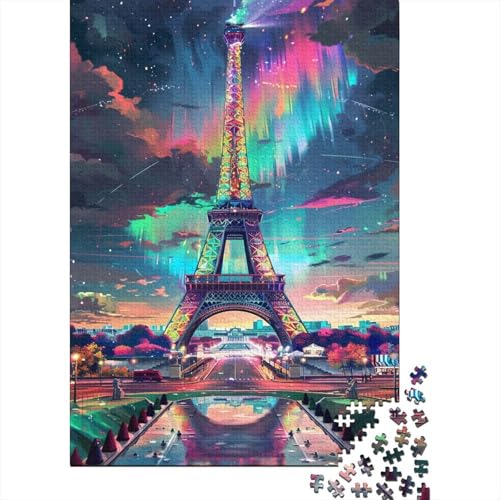 Puzzle für Kinder, 1000 Teile, farbenfrohes Eiffelturm-Puzzle für Kinder und Holzbrett-Puzzle, Spielzeug, Denkspiel, 1000 Teile (75 x 50 cm) von GQmoney