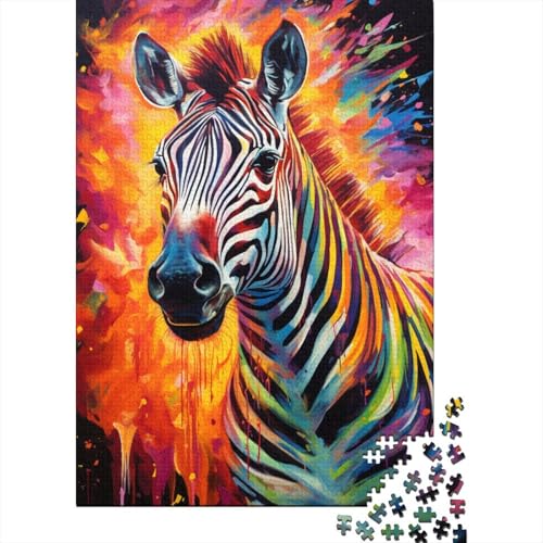 Puzzle für Kinder, 1000 Teile, farbenfrohes psychedelisches Tier-Zebra-Puzzle, anspruchsvolle Familienspiele, Unterhaltungsspielzeug, Geschenke, 1000 Stück (75 x 50 cm) von GQmoney