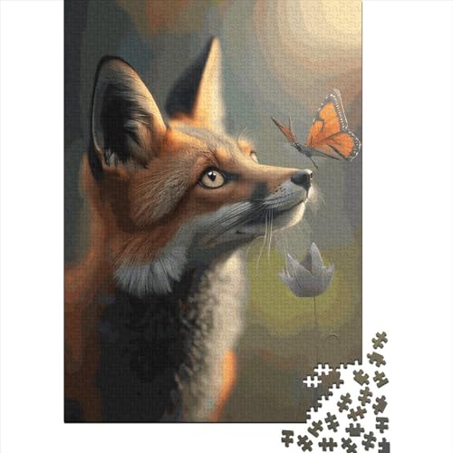 Puzzle für Kinder, 300 Teile, Fantasie-Fuchs-Schmetterling, Puzzles für Kinder, kreatives Holzpuzzle, anspruchsvolles Spiel, 300 Teile (40 x 28 cm) von GQmoney