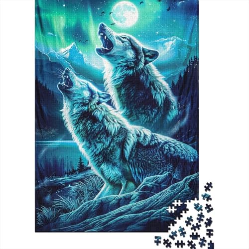 Puzzle für Kinder, 300 Teile, Heulende Wölfe auf dem Berg, quadratische Puzzles für Kinder und Holzbrettpuzzles, Lernspiel, Herausforderungsspielzeug, 300 Teile (40 x 28 cm) von GQmoney