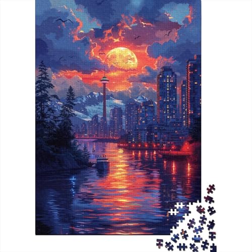 Puzzle für Kinder, 300 Teile, Stadt bei Sonnenuntergang, Puzzles für Kinder und Holzbrettpuzzles, Spielzeug, Denkspiel, 300 Teile (40 x 28 cm) von GQmoney