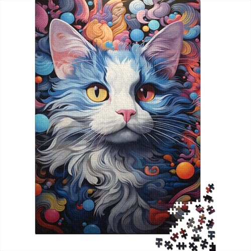 Puzzle für Kinder, 500 Puzzle-Spielzeug, Bunte Katzen, Puzzle für Kinder, Holzbrett-Puzzle, Heimdekoration, 500 Teile (52 x 38 cm) von GQmoney