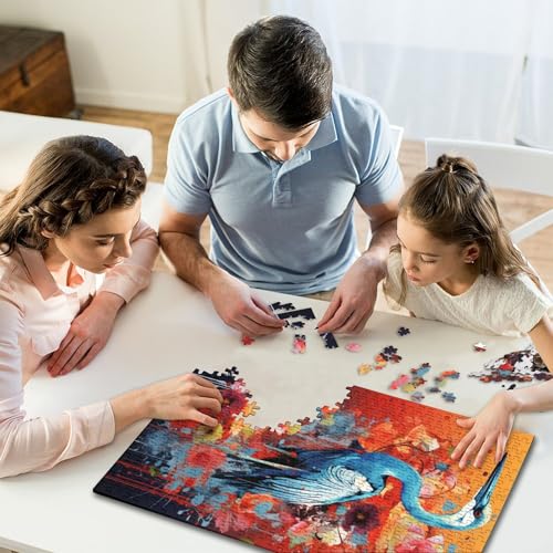 Puzzle für Kinder, 500 Teile, Bunte weiße Kraniche, Puzzle für Kinder, anspruchsvolles Spiel, Denksportaufgaben, 500 Teile (52 x 38 cm) von GQmoney