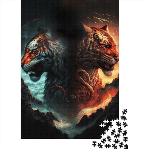 Puzzle für Kinder, 500 Teile, EIS- und Feuertiger, Puzzle für Kinder und Holzbrett-Puzzle, Spielzeug, Denkspiel, 500 Teile (52 x 38 cm) von GQmoney