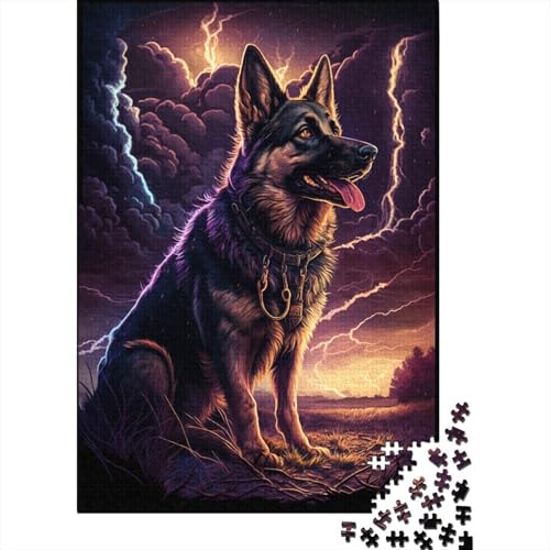 Puzzle für Kinder, 500 Teile, Fantasie-Puzzle mit deutschem Schäferhund, quadratische Puzzles für Kinder und Holzbrett-Puzzles, Lernspiel, Herausforderungsspielzeug, 500 Teile (52 x 38 cm) von GQmoney