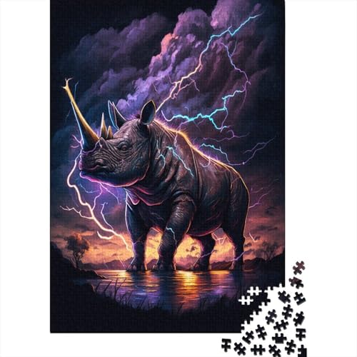 Puzzle für Kinder, 500 Teile, Fantasie-Tier-Nashorn, Puzzle für Kinder und Holzbrett-Puzzle, Spielzeug, Denkspiel, 500 Teile (52 x 38 cm) von GQmoney