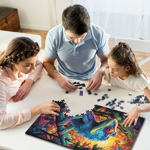 Puzzle für Kinder, 500 Teile, Puzzle für Kinder, Chamäleon im Dschungel, kreative rechteckige Puzzles, 500 Stück (52 x 38 cm) von GQmoney