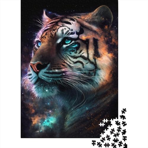 Puzzle für Kinder, 500 Teile, kosmisches Tier, Tiger, Puzzle für Kinder und Holzbrett-Puzzle, Spielzeug, Denkspiel, 500 Teile (52 x 38 cm) von GQmoney