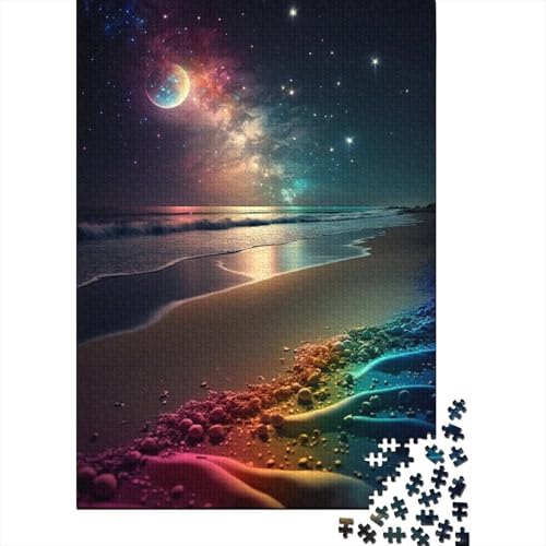 Puzzle für Kinder, Bunter kosmischer Strand, 300-teiliges Puzzle für Kinder, Holzpuzzle für Kinder ab 18 Jahren, Lernspielzeug, 300 Teile (40 x 28 cm) von GQmoney