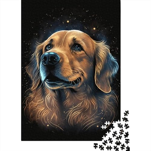 Puzzle für Kinder, Galaxie, Weltraum, Golden Retriever, 500-teiliges Puzzle, Holzpuzzle für Kinder ab 18 Jahren, Lernpuzzle, Familienspiel, 500 Teile (52 x 38 cm) von GQmoney