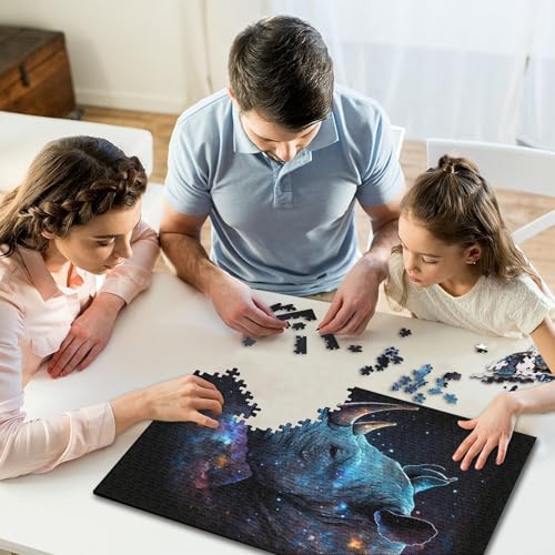 Puzzle für Kinder, Galaxie-Tier-Nashorn-Puzzle, 500 Teile, kreatives rechteckiges Puzzle, Denksportspiel, 500 Teile (52 x 38 cm) von GQmoney