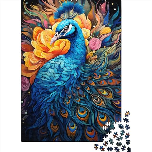 Puzzle für Kinder, Malen, bunter Pfau, 500-teiliges Puzzle für Kinder und Jugendliche, kreatives Holzpuzzle, 500 Teile (52 x 38 cm) von GQmoney