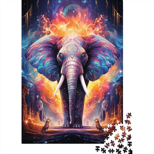 Puzzle für Kinder, Psychedelia of Starry Elephants, Puzzle aus Holz, kreatives Puzzle für Familienfreunde, lustiges Spielzeug, Geschenke, 300 Teile (40 x 28 cm) von GQmoney