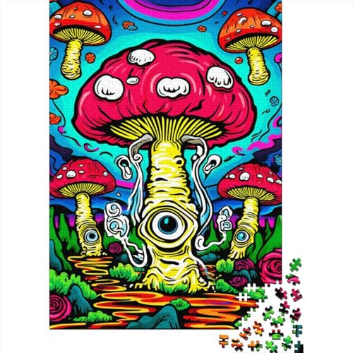 Puzzle für Kinder, Psychedelische Pilze, 1000-teiliges Puzzle, Holzpuzzle für Kinder ab 18 Jahren, Lernpuzzle, Familienspiel, 1000 Teile (75 x 50 cm) von GQmoney