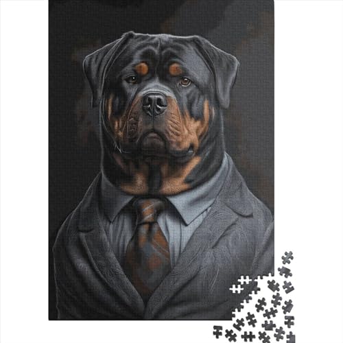 Puzzle für Kinder, Rottweiler-Puzzles für Kinder, 1000 Teile, kreative Holzpuzzles, geistiges Spielzeug, Familienspiele, 1000 Teile (75 x 50 cm) von GQmoney