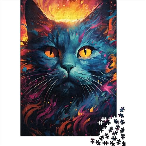 Puzzle für Kinder, exotisches, buntes schwarzes Katzen-Puzzle, Teenager, Holzpuzzle, Lernpuzzle, Spiele, Heimdekoration, 300 Teile (40 x 28 cm) von GQmoney